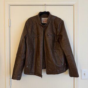 Levi's Men's Full Zip Brown Faux Leather Jacket L